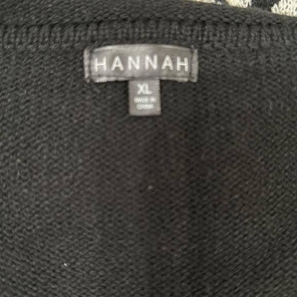 Hannah Boho Black and White Round Neck 3/4 Sleeve Sweater size XL - Picture 6 of 7